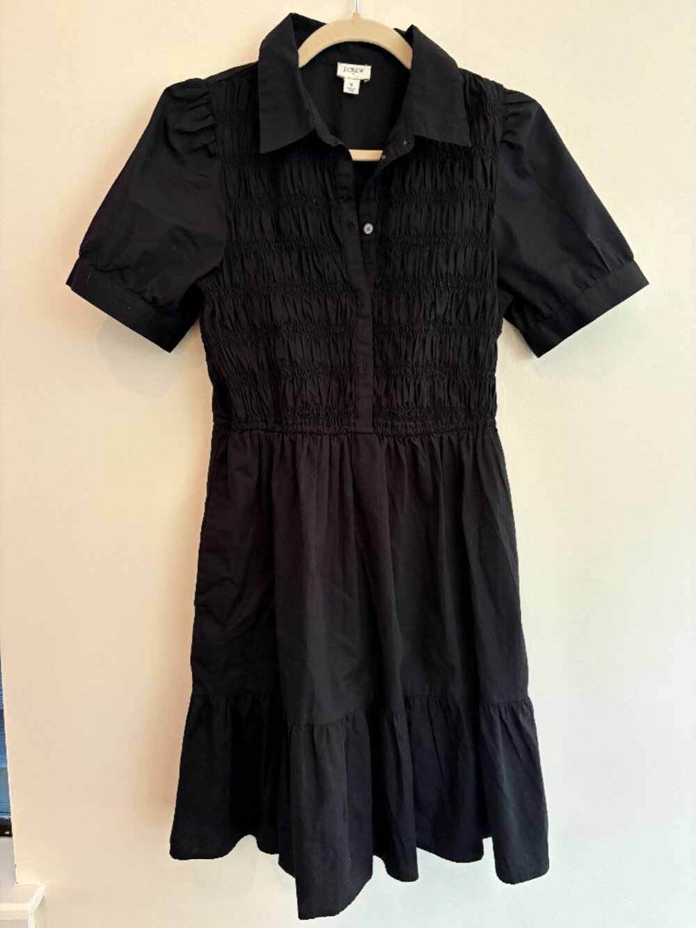 J. Crew Factory Smocked Shirtdress Size Small Black